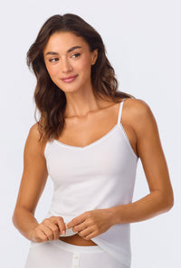 A lady wearing White Stretch Jersey Cami