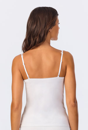 A lady wearing White Stretch Jersey Cami