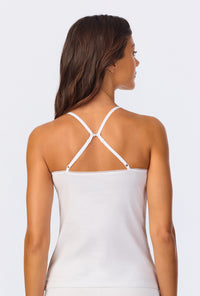 A lady wearing White Stretch Jersey Cami