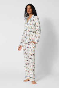 A lady wearing Run NYC Run Long Sleeve Classic Stretch Jersey Pj Set looking front