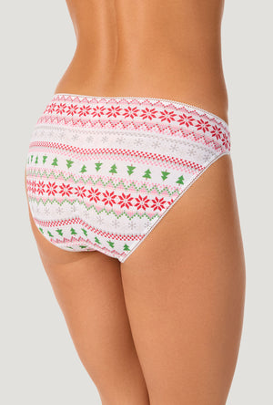 A lady wearing Winter Fairisle Stretch Jersey Bikini Underwear back view