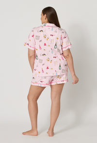 Let's Do Brunch Short Sleeve Classic Shorty Stretch Jersey PJ Set