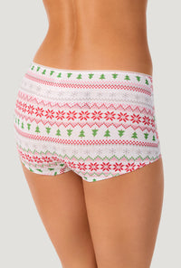 A lady wearing Winter Fairisle Stretch Jersey Boyshort Underwear back view