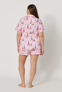Tres Chic Short Sleeve Classic Shorty Stretch Jersey PJ Set