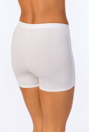 A lady wearing White Stretch Jersey Boxer Short