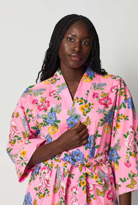 Butterfly Garden Woven Cotton Poplin Kimono Robe