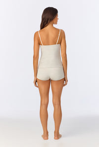 A lady wearing Mini Stripe Stretch Jersey Cami