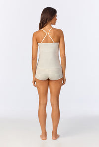 A lady wearing Mini Stripe Stretch Jersey Cami