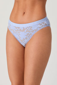A lady wearing Blue Skies Stretch Lace Bikini Underwear