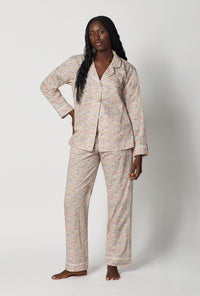 A lady wearing Multi-Color Long Sleeve Classic Woven Tana Lawn® Pj Set Made With Liberty Fabric front view