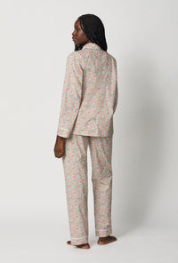 A lady wearing Multi-Color Long Sleeve Classic Woven Tana Lawn® Pj Set Made With Liberty Fabric back view