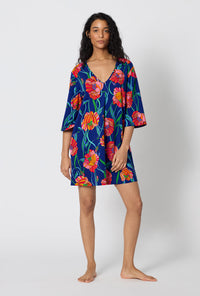 A Lady Wearing BedHead x Trina Turk Linear Poppy Stretch Jersey Sleep Dress