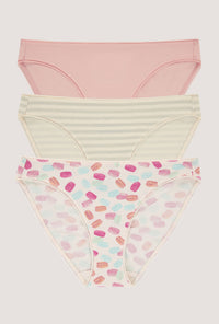 Stretch Jersey Bikini Underwear 3 Pack- First Blush, Treat Yourself, Mini Stripe