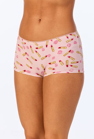 A lady wearing Hot Lips Stretch Jersey Boyshort Underwear