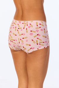 A lady wearing Hot Lips Stretch Jersey Boyshort Underwear