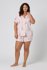 Fleur De La Tour Short Sleeve Classic Shorty Stretch Jersey Pj Set