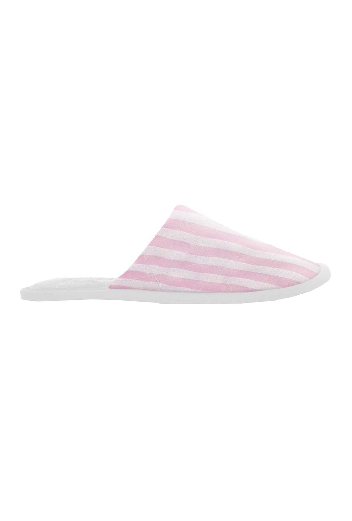 Pink 3D Stripe French Terry Lined Woven Cotton Unisex Slippers