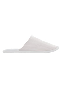 A White 3D Stripe French Terry Lined Woven Cotton Unisex Slippers