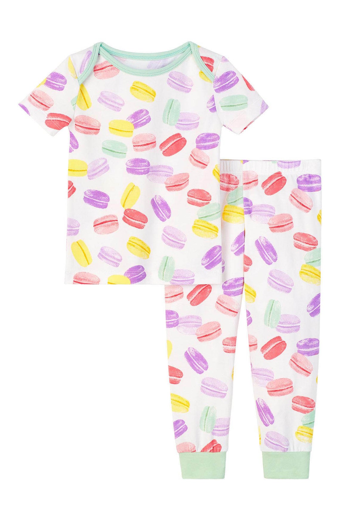  Short Sleeve Stretch Jersey Boo Boo PJ Set with Delice De Macarons print