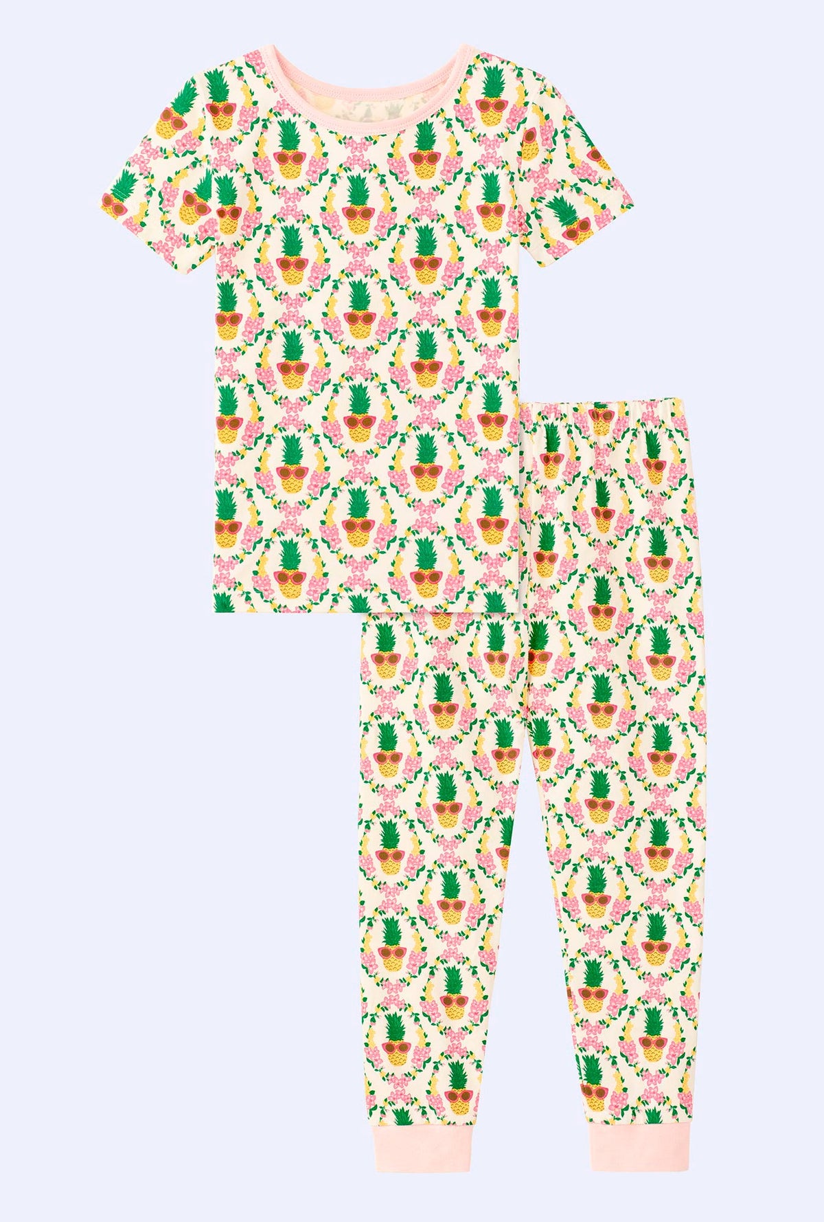 A girl wearing Pinacoolada Short Sleeve Stretch Jersey Kids PJ Set