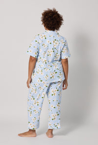 A lady wearing plus Magnolia Breeze Short Sleeve Classic Stretch Jersey Cropped Pj Set