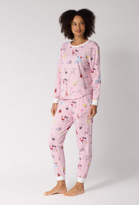 J'adore Paris Long Sleeve Pullover Crew And Jogger Stretch Jersey Pj Set