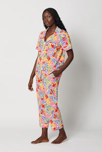 A lady wearing Spring Fields Short Sleeve Classic Stretch Jersey Cropped Pj Set