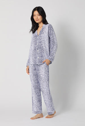 A lady wearing Sea Kitten Long Sleeve Classic Stretch Jersey Pj Set looking front 