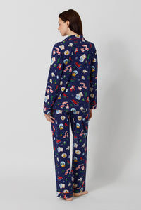 A lady wearing Nordic Nights Long Sleeve Classic Stretch Jersey Pj Set back view