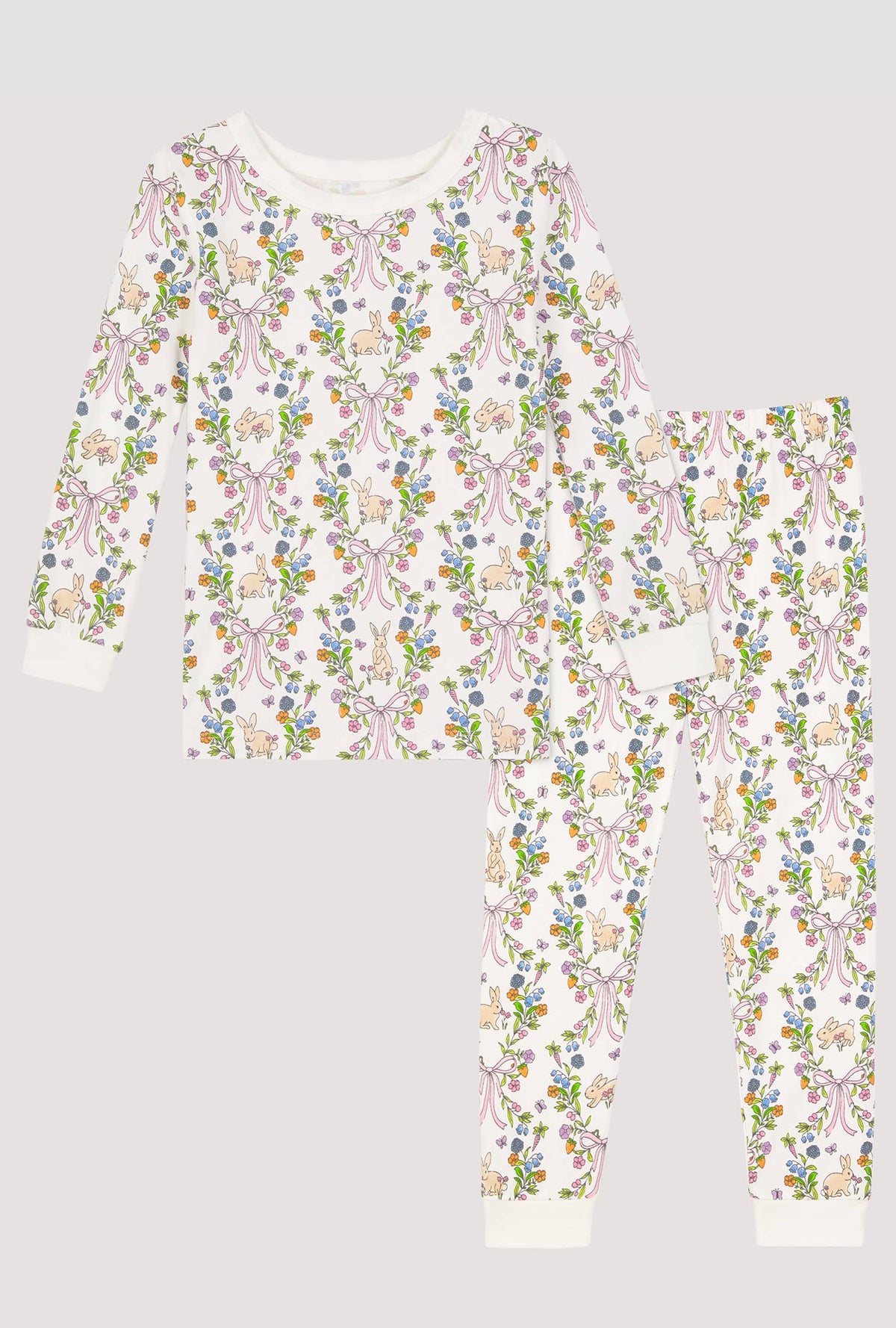 Bunny Blooms Long Sleeve Stretch Jersey Kids Pj Set