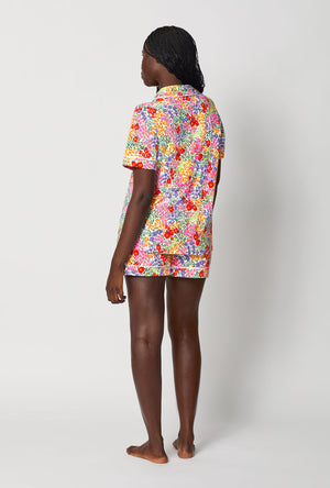 A lady wearing Spring Fields Short Sleeve Classic Shorty Stretch Jersey Pj Set
