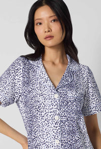 A lady wearing Sea Kitten Short Sleeve Classic Stretch Jersey Cropped Pj Set clloser look