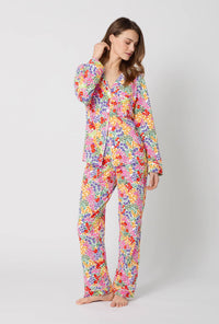 A lady wearing Spring Fields Long Sleeve Classic Stretch Jersey Pj Set