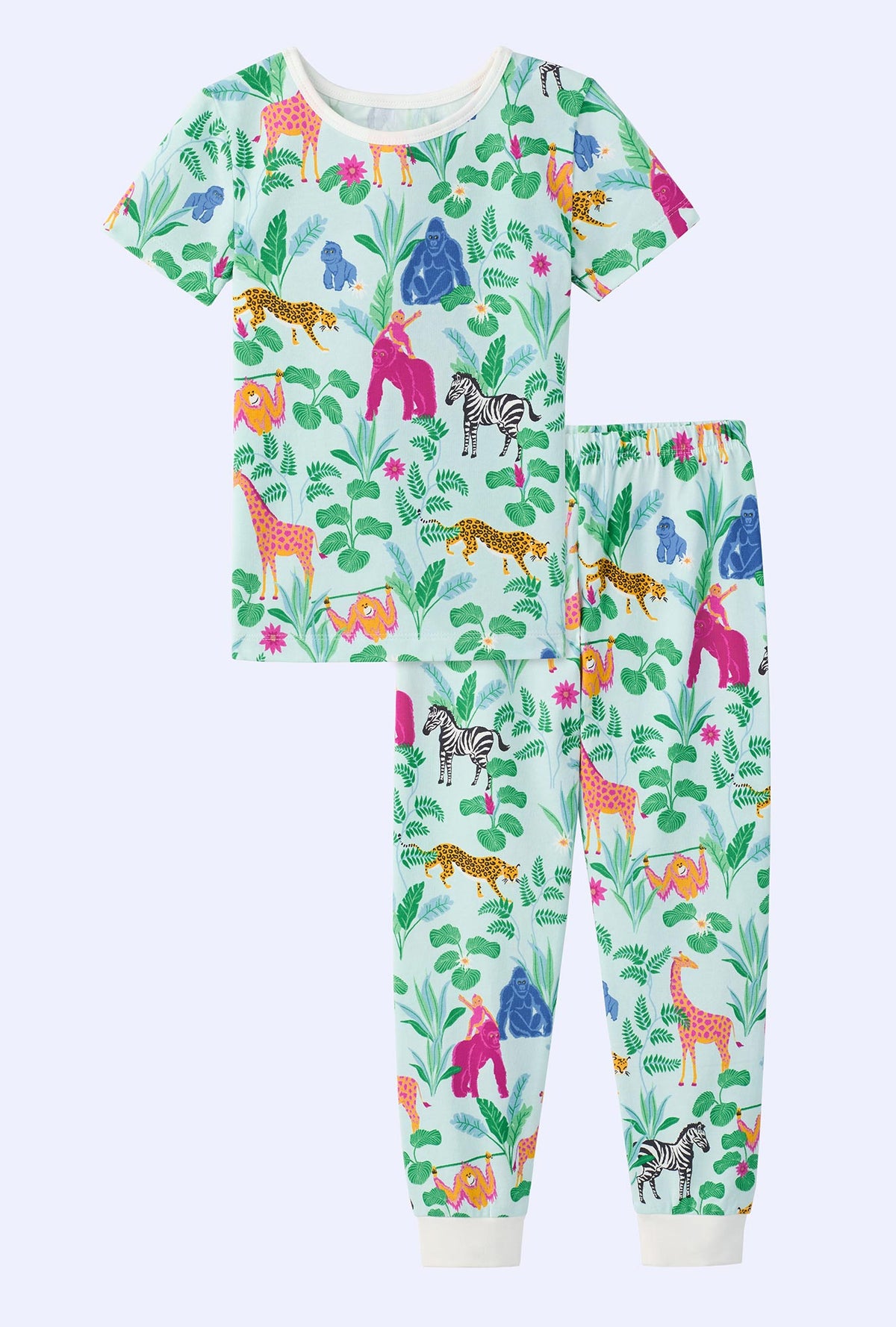 A short sleeve stretch jersey pj set with addos birthday bash print