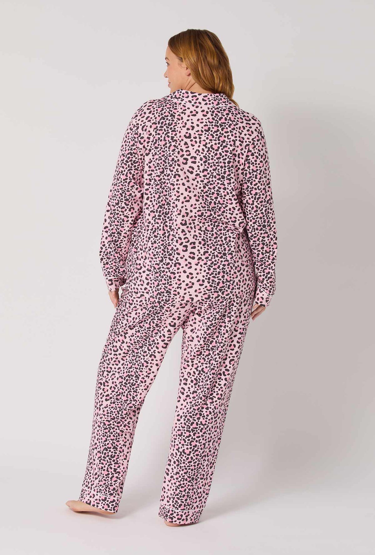 A Lady wearing Purr-fect Spots Long Sleeve Classic Stretch Jersey Pj Set
