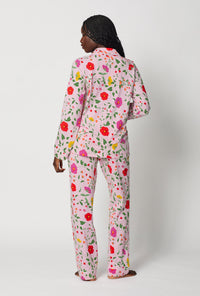 A lady wearing Sunlit Floral Long Sleeve Classic Stretch Jersey Pj Set