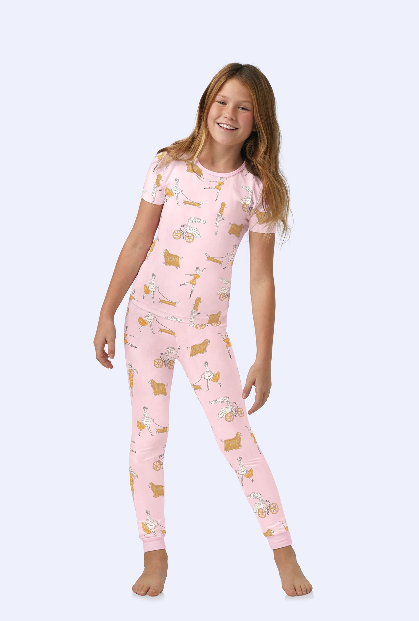 A girl wearing Say Yes To Pasta Short Sleeve Stretch Jersey Kids PJ Set