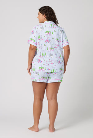 Belle Vie Short Sleeve Classic Shorty Stretch Jersey Pj Set
