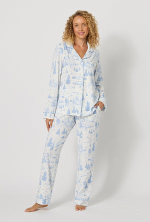 A lady wearing Winter Wonderland Long Sleeve Classic Stretch Jersey Pj Set
