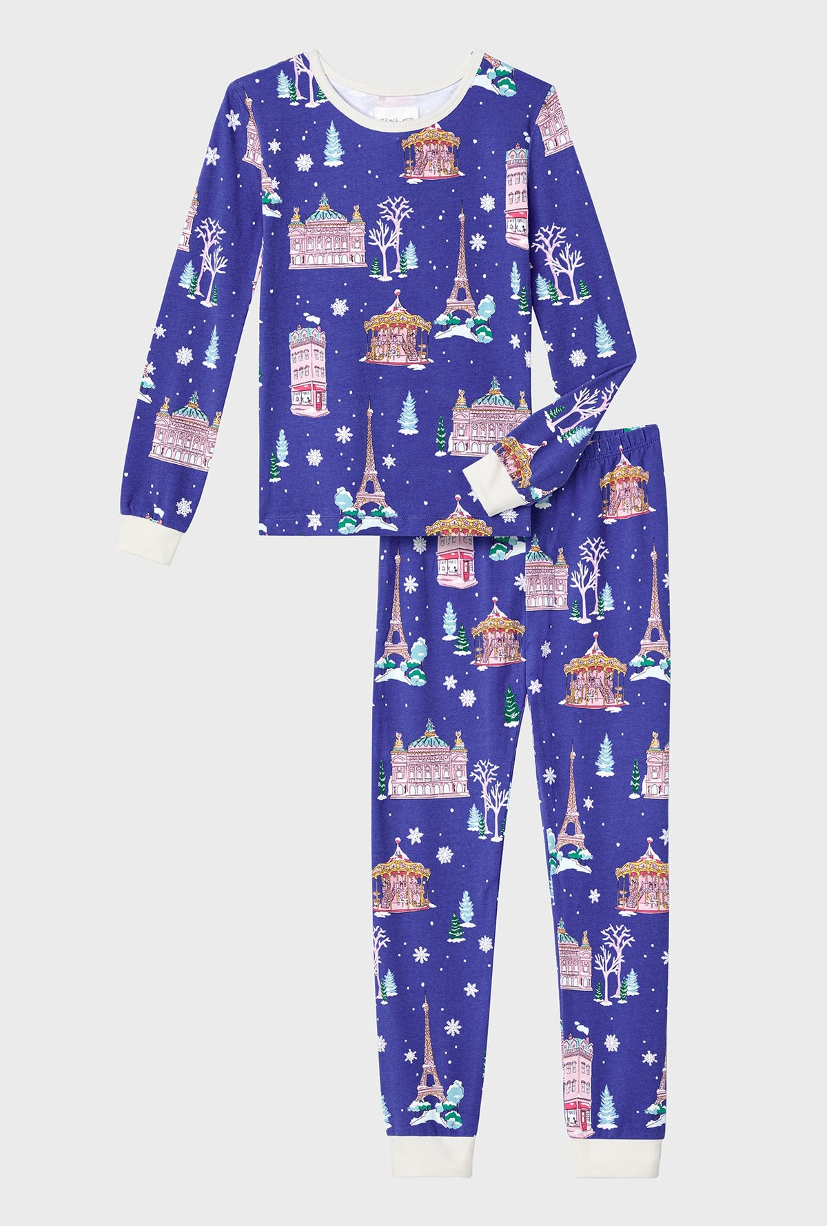 A  Winter in Paris Long Sleeve Stretch Jersey Kids PJ Set