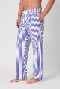 Navy 3D Stripe Men's Woven Cotton Sateen PJ Pant