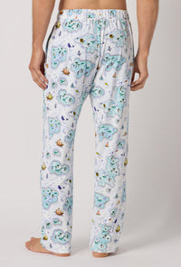 A man wearing Treasure Hunt Men's Stretch Jersey Pj Pant back view