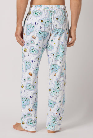 A man wearing Treasure Hunt Men's Stretch Jersey Pj Pant back view