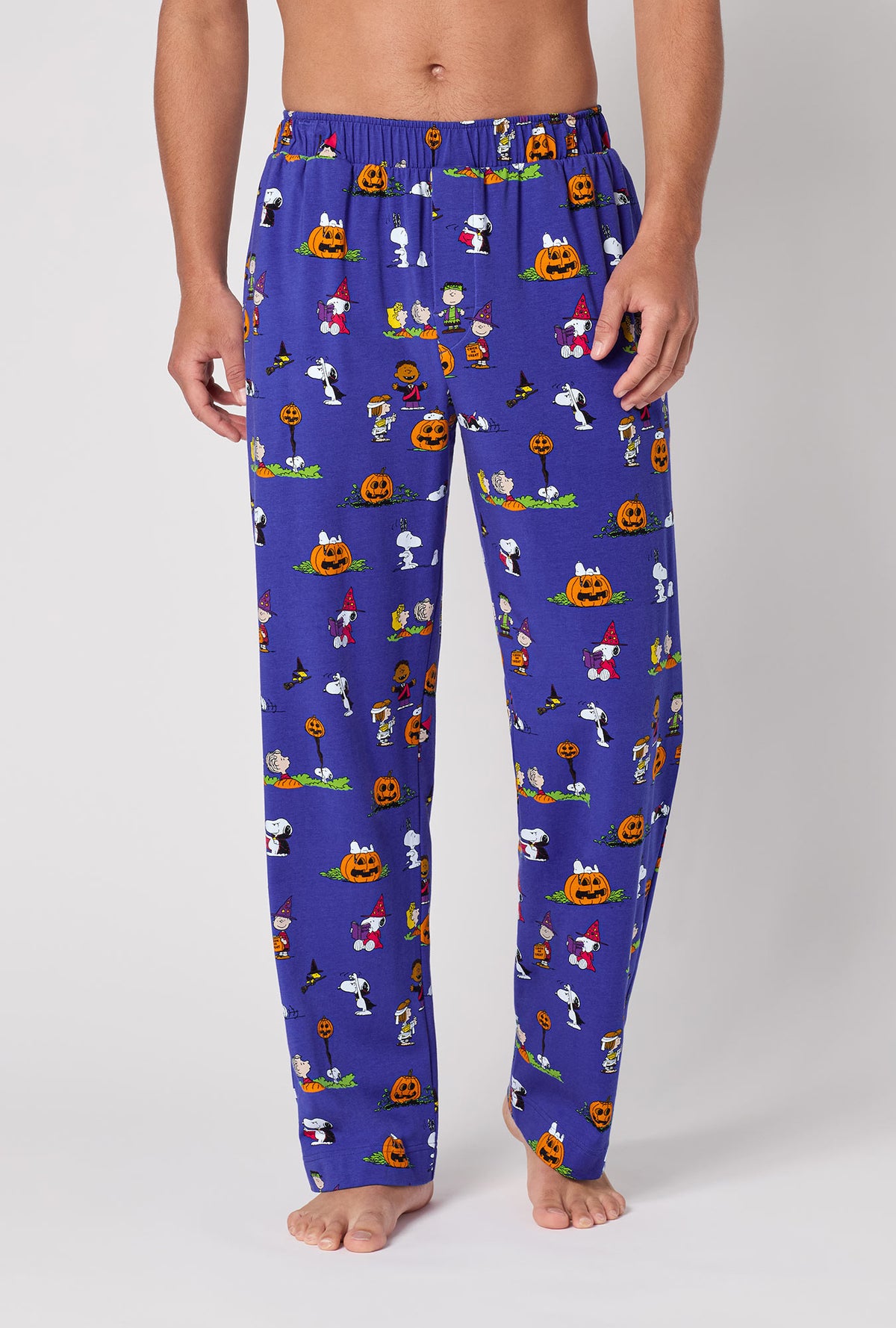 A Man Wearing Spooky Season Snoopy Men's Stretch Jersey Pj Pant