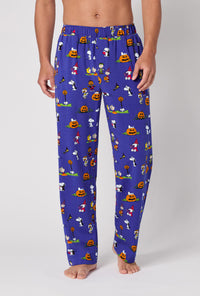 A Man Wearing Spooky Season Snoopy Men's Stretch Jersey Pj Pant
