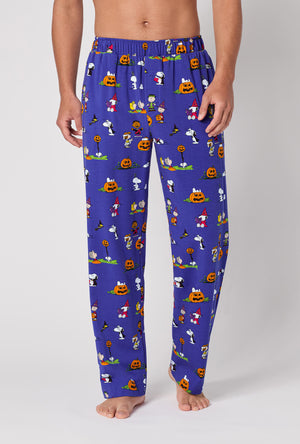 A Man Wearing Spooky Season Snoopy Men's Stretch Jersey Pj Pant
