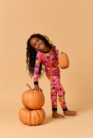 Pumpkin Patch Party Long Sleeve Stretch Jersey Kids Pj Set