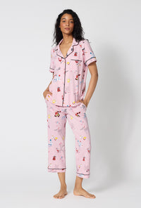 A Lady Wearing J'adore Paris Short Sleeve Classic Stretch Jersey Cropped Pj Set