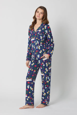 A lady wearing Alice's Adventures Long Sleeve Classic Stretch Jersey Pj Set