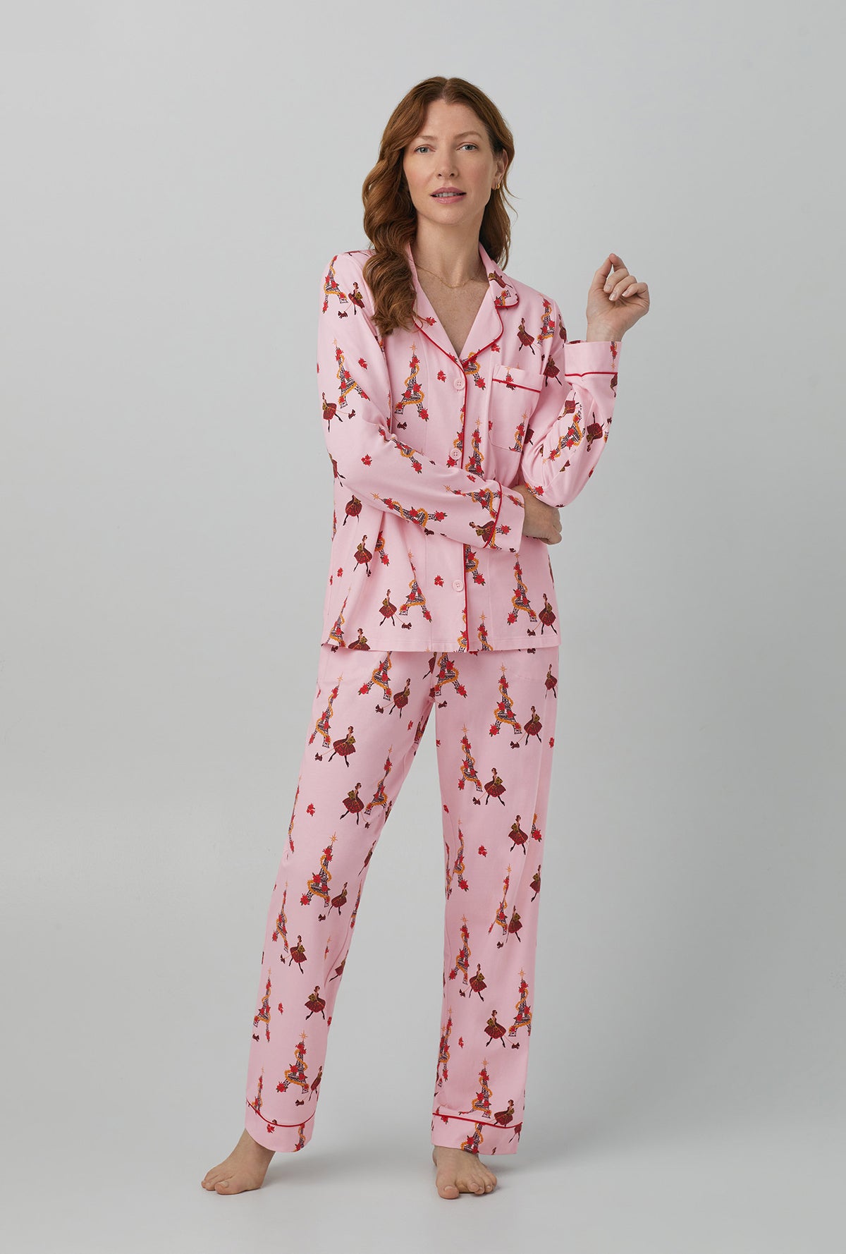 22 Momme Full Length Silk Pajamas Set Rosy Pink 1X